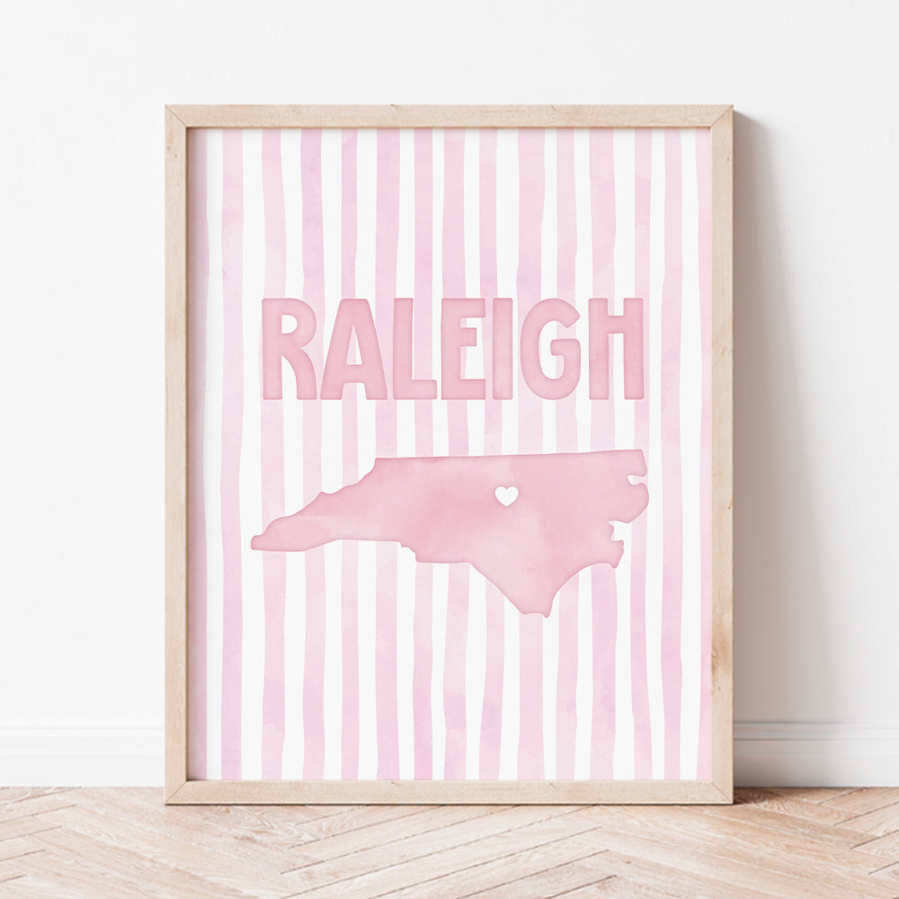 Raleigh North Carolina Poster · Raleigh North Carolina Pink Pastel Wall Art