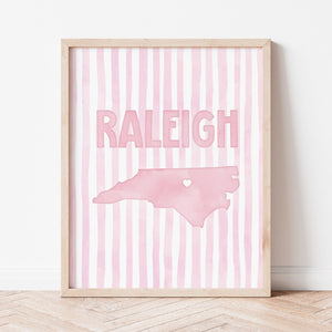 Raleigh North Carolina Poster · Raleigh North Carolina Pink Pastel Wall Art