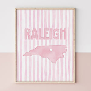 Raleigh North Carolina Poster · Raleigh North Carolina Pink Pastel Wall Art