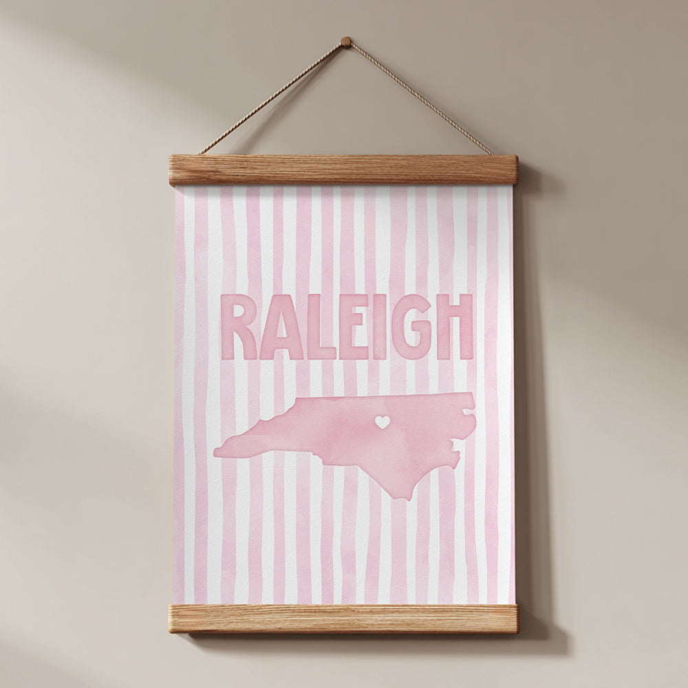 Raleigh North Carolina Poster · Raleigh North Carolina Pink Pastel Wall Art