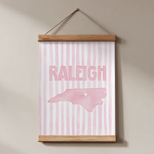 Raleigh North Carolina Poster · Raleigh North Carolina Pink Pastel Wall Art
