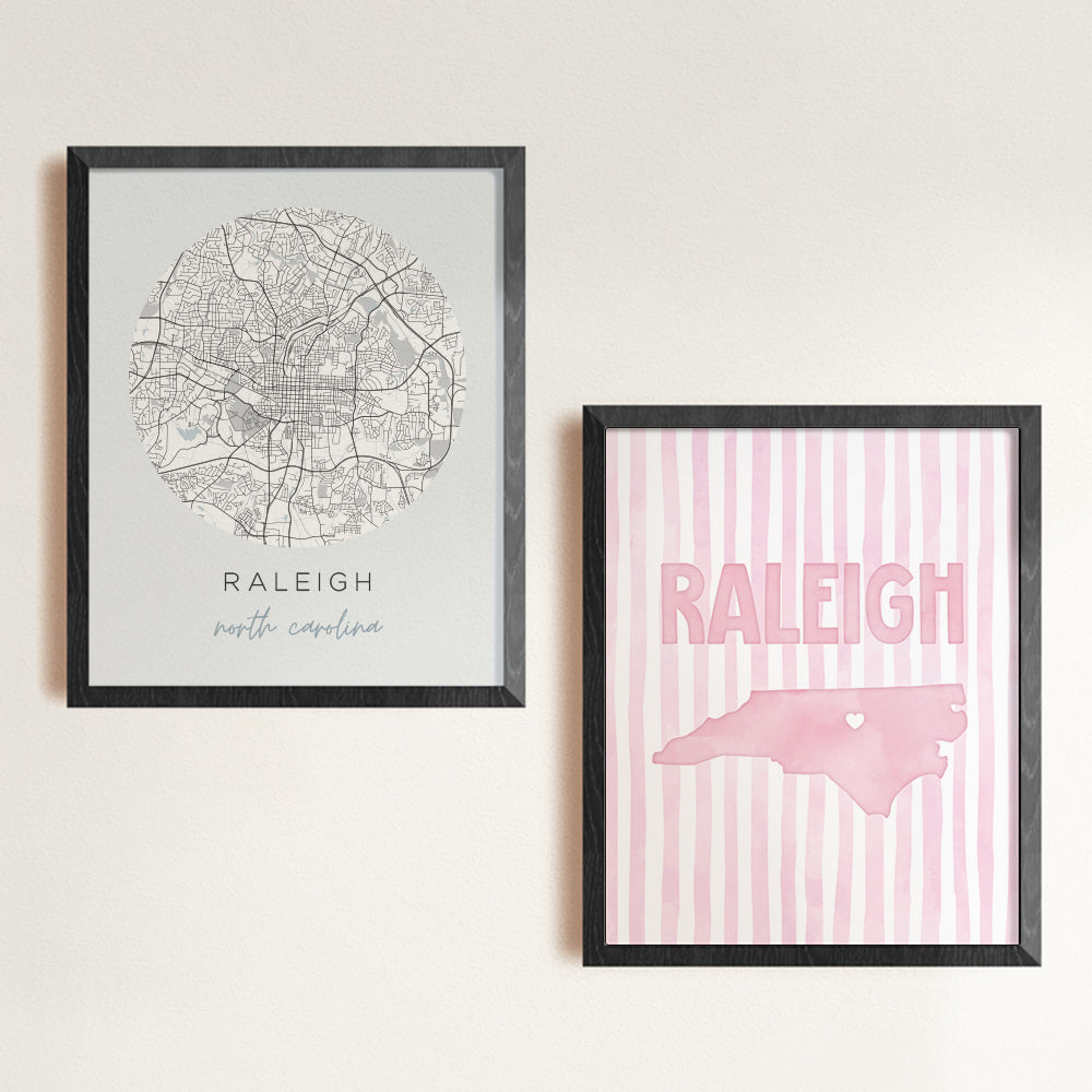 Raleigh North Carolina Poster · Raleigh North Carolina Pink Pastel Wall Art