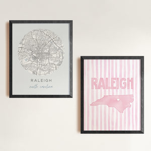 Raleigh North Carolina Poster · Raleigh North Carolina Pink Pastel Wall Art