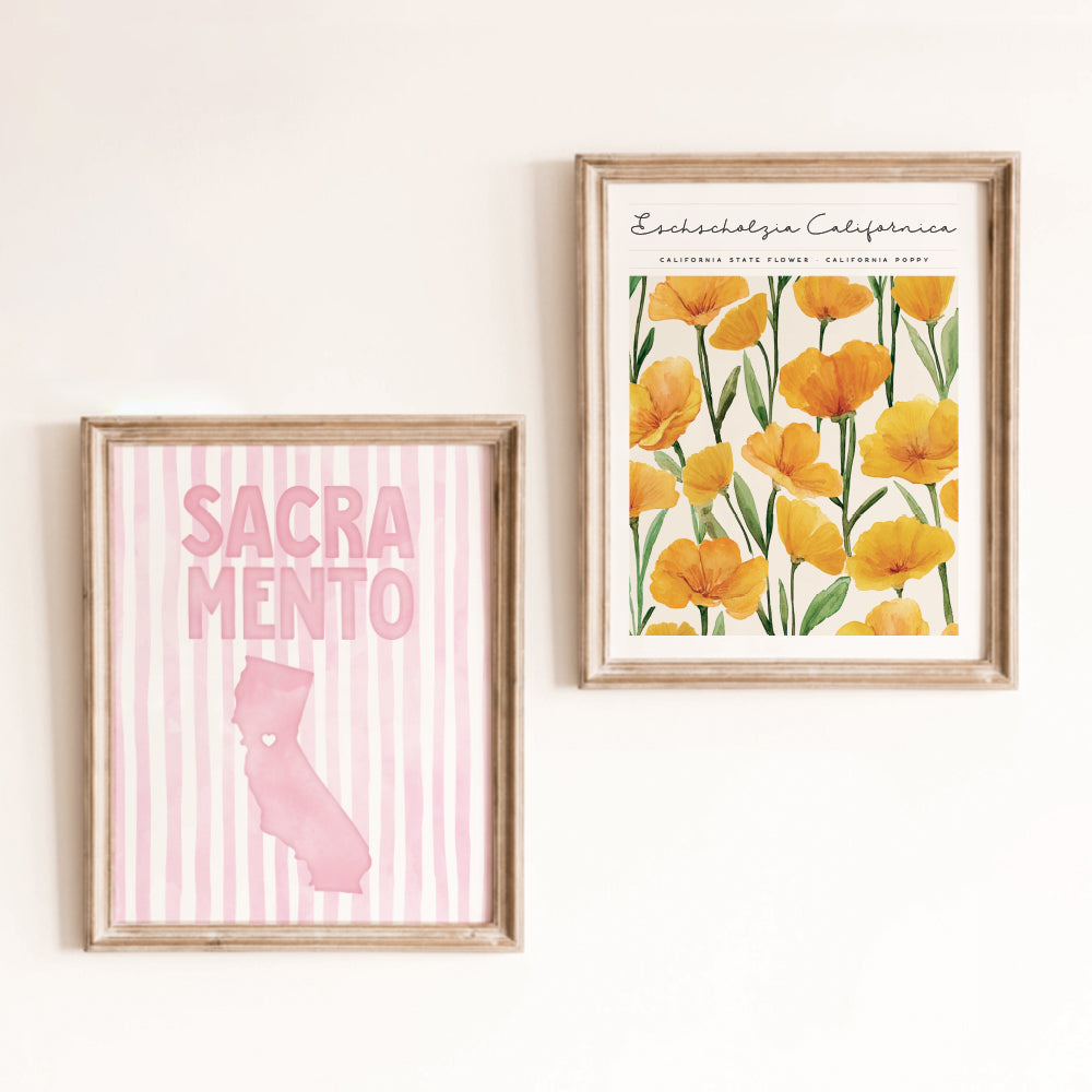 Sacramento California Poster · Sacramento Pink Pastel Wall Art