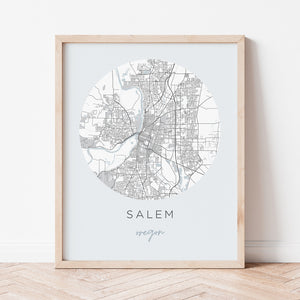 salem oregon map poster
