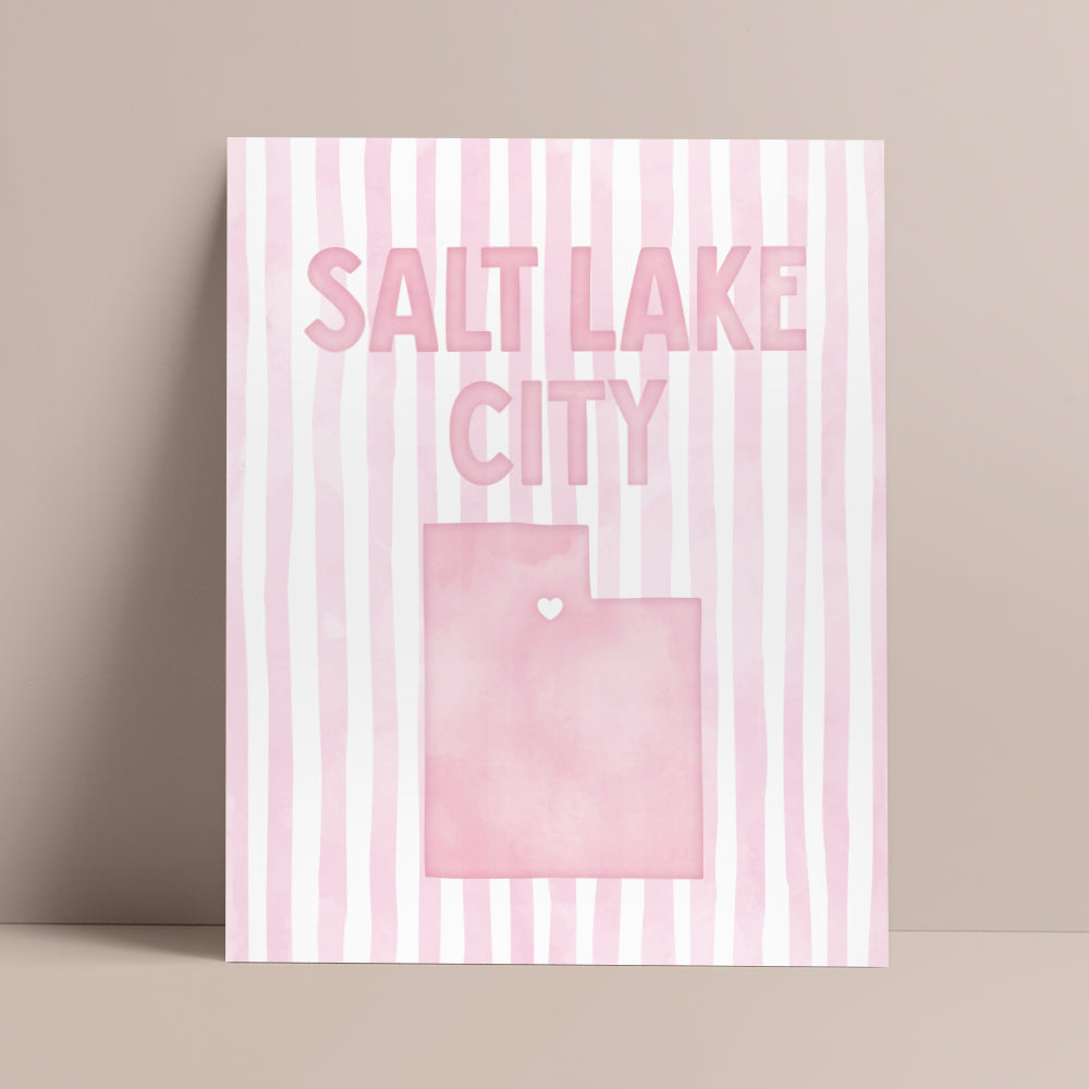 Salt Lake City Utah Poster · Salt Lake City Utah Pink Pastel Wall Art