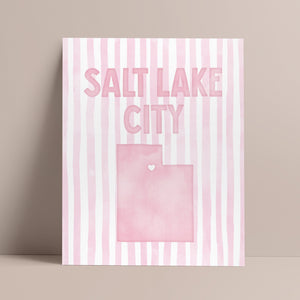 Salt Lake City Utah Poster · Salt Lake City Utah Pink Pastel Wall Art