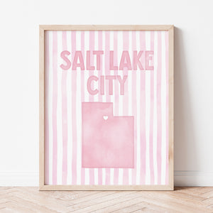 Salt Lake City Utah Poster · Salt Lake City Utah Pink Pastel Wall Art