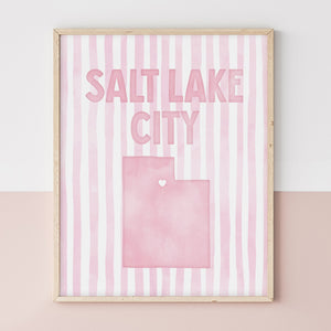 Salt Lake City Utah Poster · Salt Lake City Utah Pink Pastel Wall Art