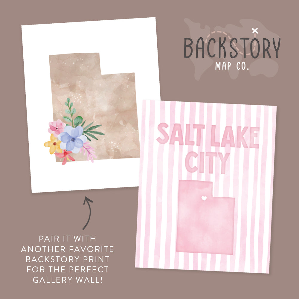 Salt Lake City Utah Poster · Salt Lake City Utah Pink Pastel Wall Art