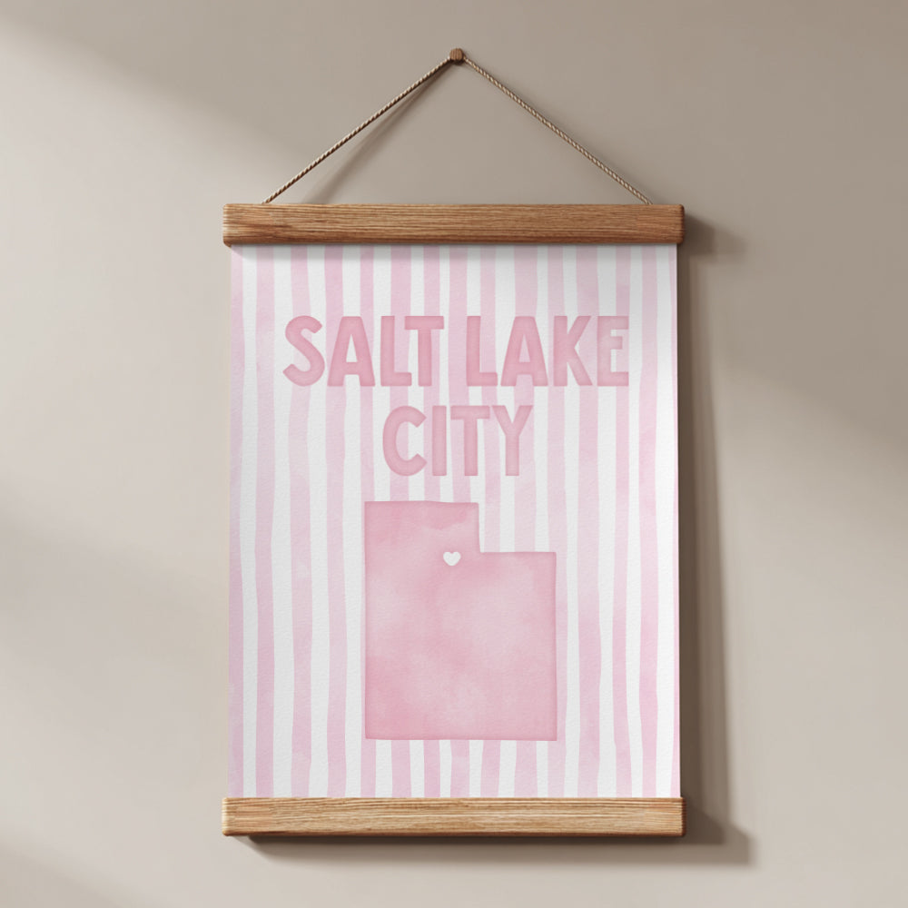 Salt Lake City Utah Poster · Salt Lake City Utah Pink Pastel Wall Art