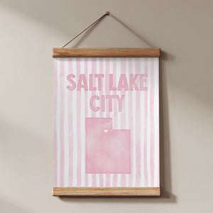 Salt Lake City Utah Poster · Salt Lake City Utah Pink Pastel Wall Art