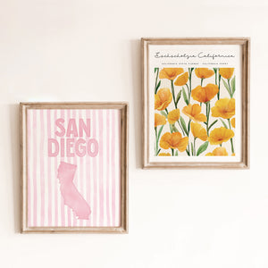 San Diego California Poster · San Diego Pink Pastel Wall Art