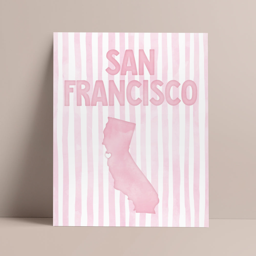 San Francisco California Poster · San Francisco Pink Pastel Wall Art