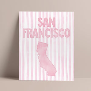 San Francisco California Poster · San Francisco Pink Pastel Wall Art