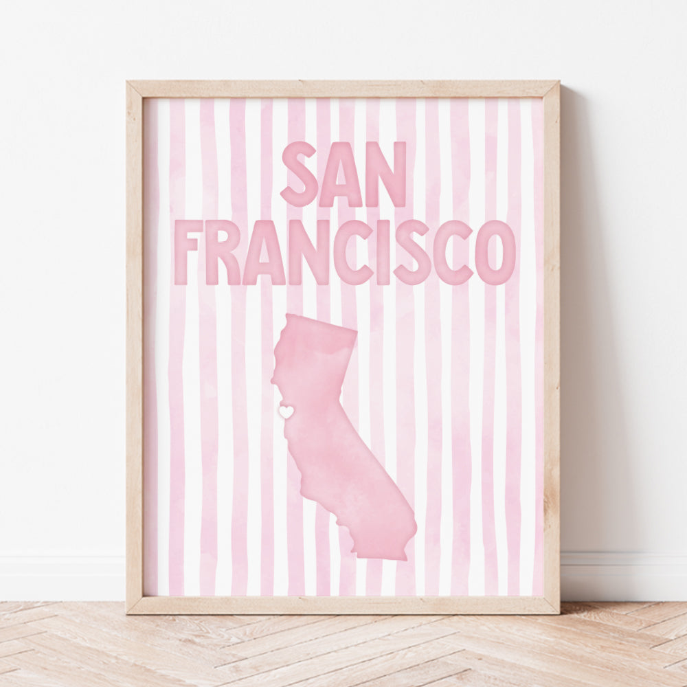 San Francisco California Poster · San Francisco Pink Pastel Wall Art
