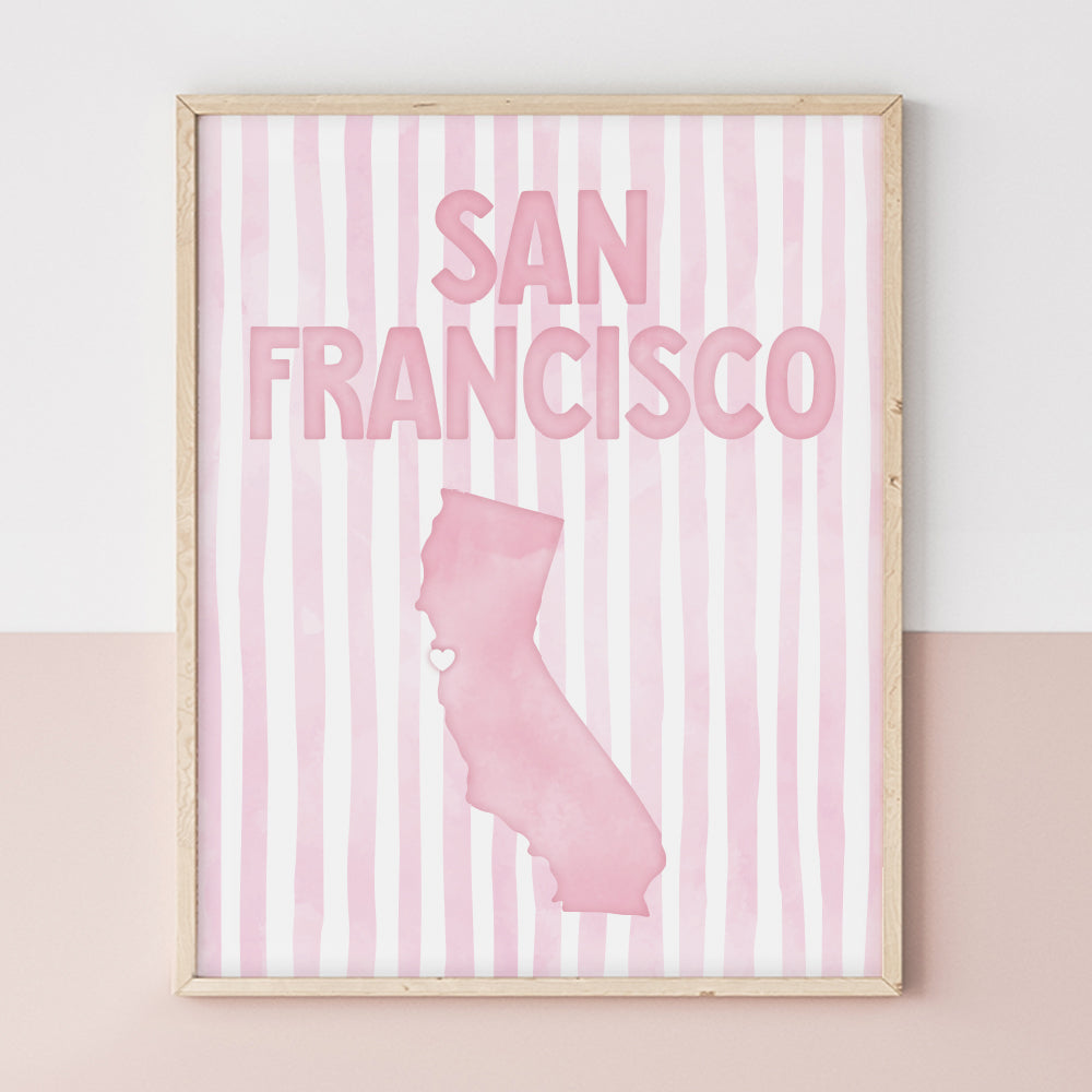 San Francisco California Poster · San Francisco Pink Pastel Wall Art