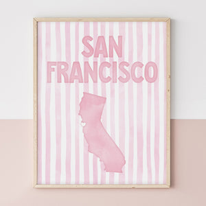 San Francisco California Poster · San Francisco Pink Pastel Wall Art