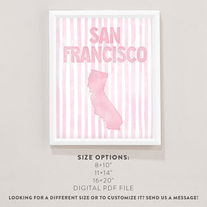 San Francisco California Poster · San Francisco Pink Pastel Wall Art