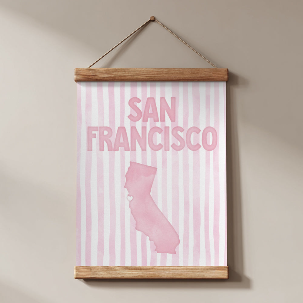 San Francisco California Poster · San Francisco Pink Pastel Wall Art
