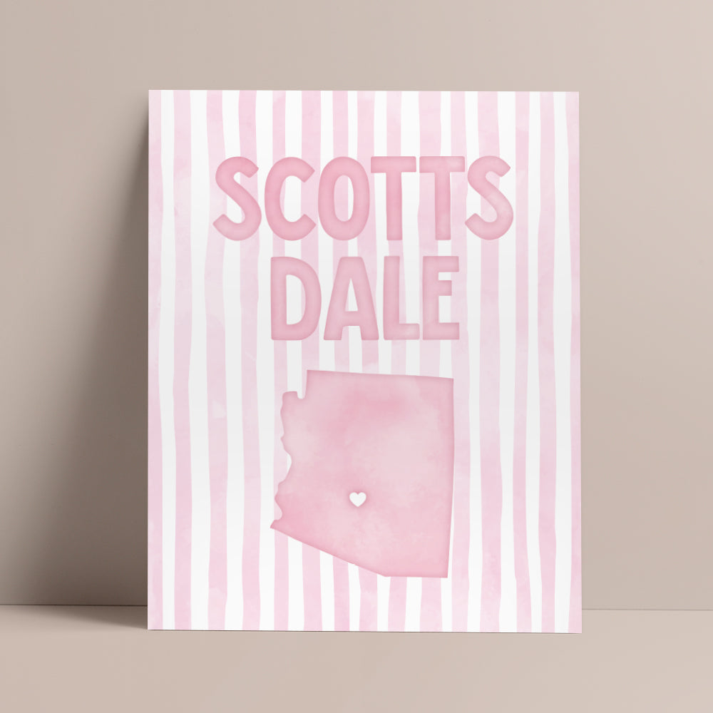 Scottsdale Arizona Poster · Scottsdale Pink Pastel Wall Art