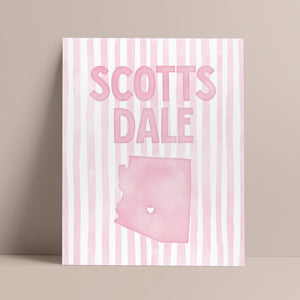 Scottsdale Arizona Poster · Scottsdale Pink Pastel Wall Art