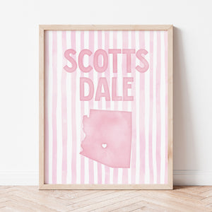 Scottsdale Arizona Poster · Scottsdale Pink Pastel Wall Art