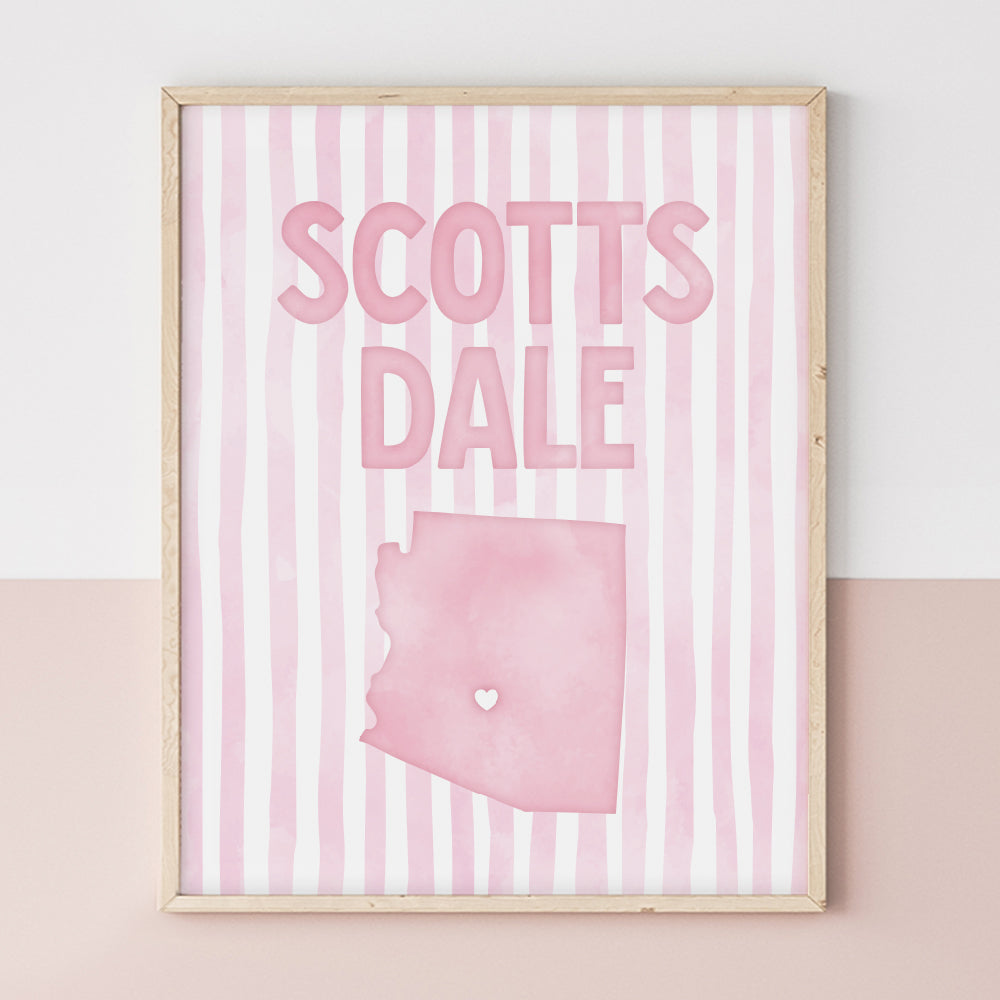 Scottsdale Arizona Poster · Scottsdale Pink Pastel Wall Art