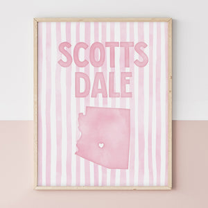 Scottsdale Arizona Poster · Scottsdale Pink Pastel Wall Art
