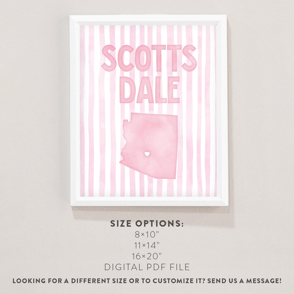 Scottsdale Arizona Poster · Scottsdale Pink Pastel Wall Art