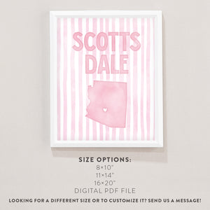 Scottsdale Arizona Poster · Scottsdale Pink Pastel Wall Art