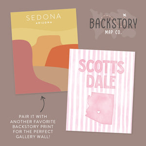 Scottsdale Arizona Poster · Scottsdale Pink Pastel Wall Art