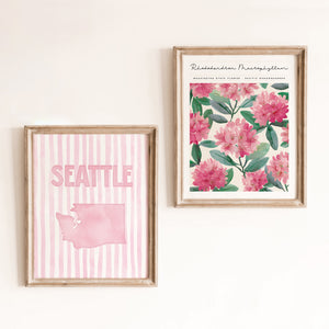 Seattle Washington Poster · Seattle Pink Pastel Wall Art