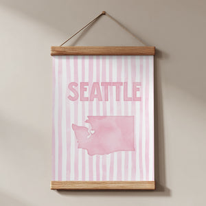 Seattle Washington Poster · Seattle Pink Pastel Wall Art