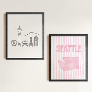 Seattle Washington Poster · Seattle Pink Pastel Wall Art