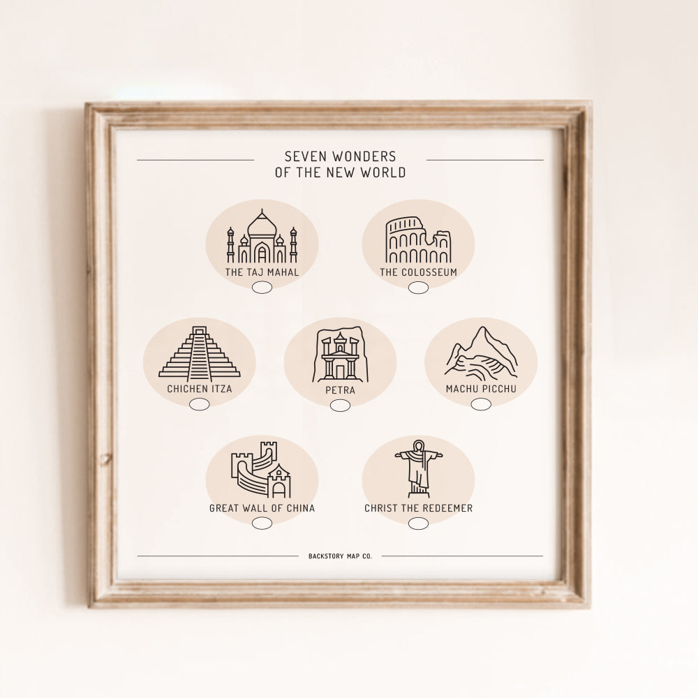 seven wonders bucket list wall art