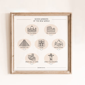 seven wonders bucket list wall art