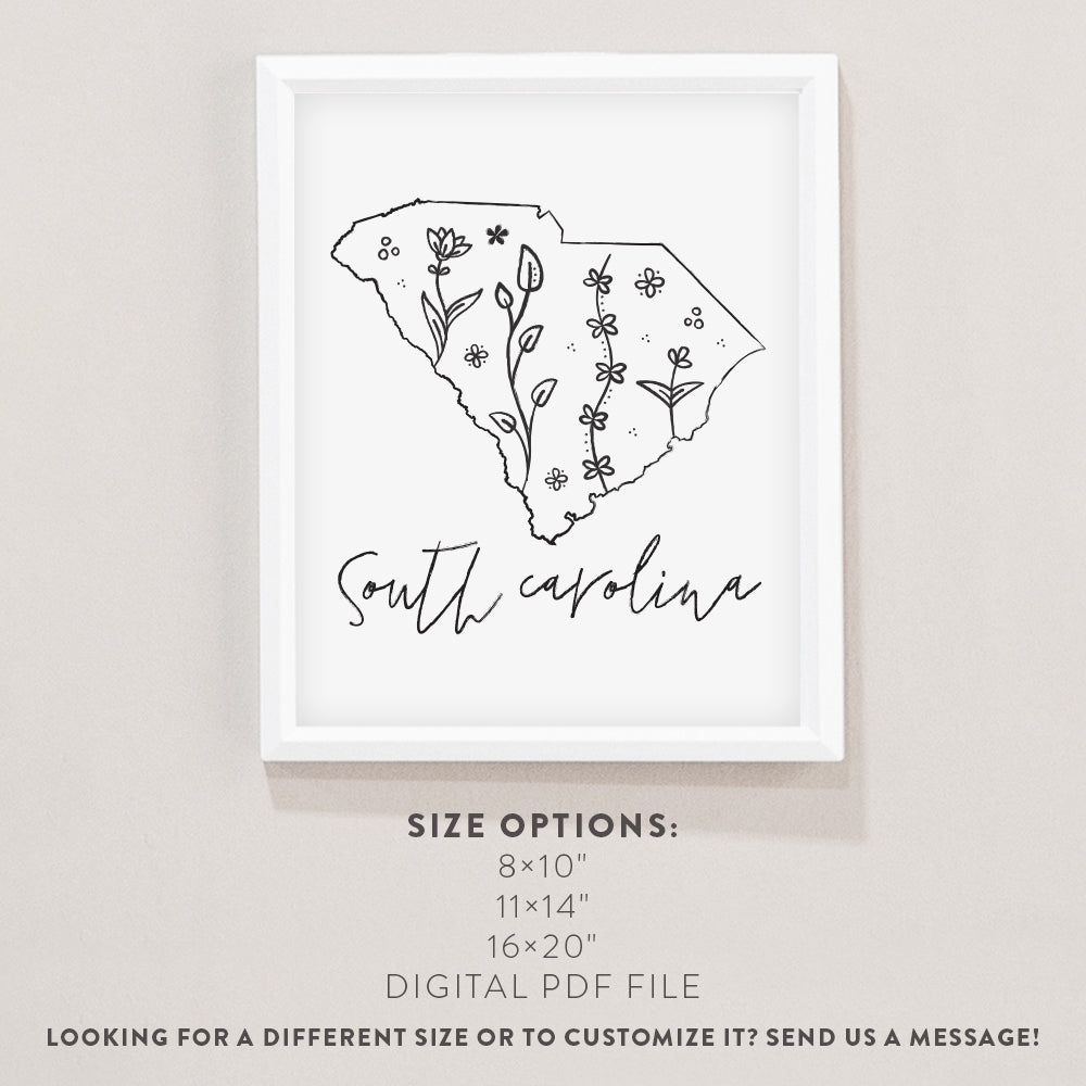 south carolina floral poster