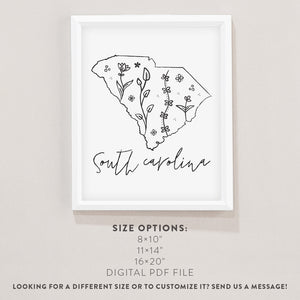 south carolina floral poster