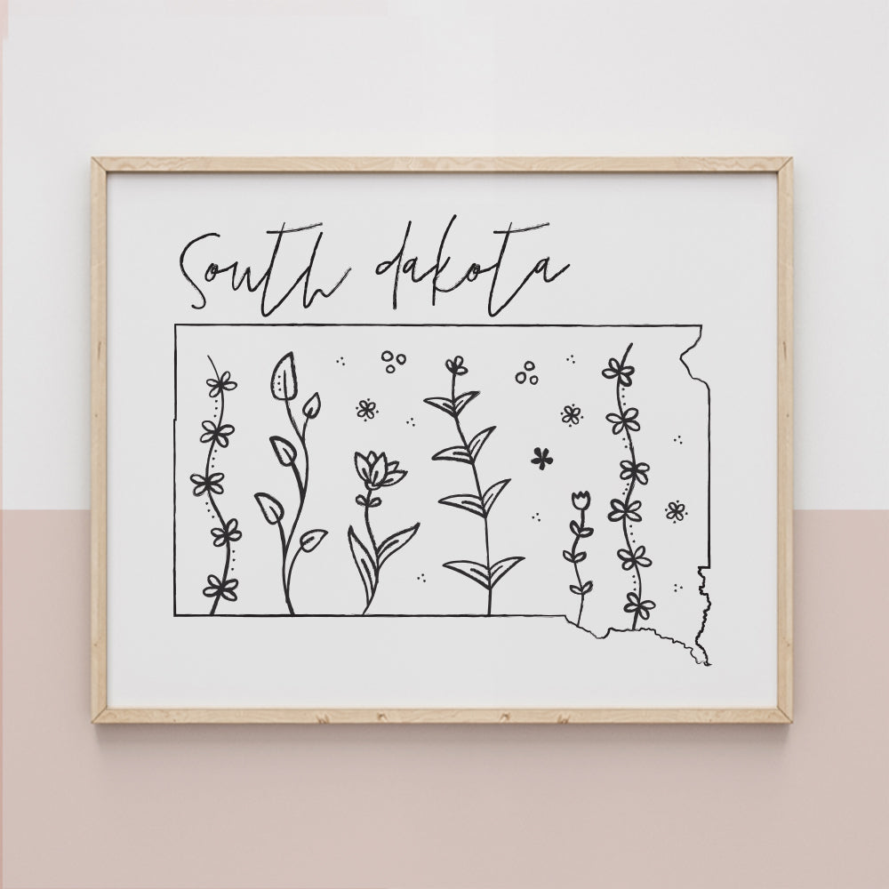 south dakota floral art print