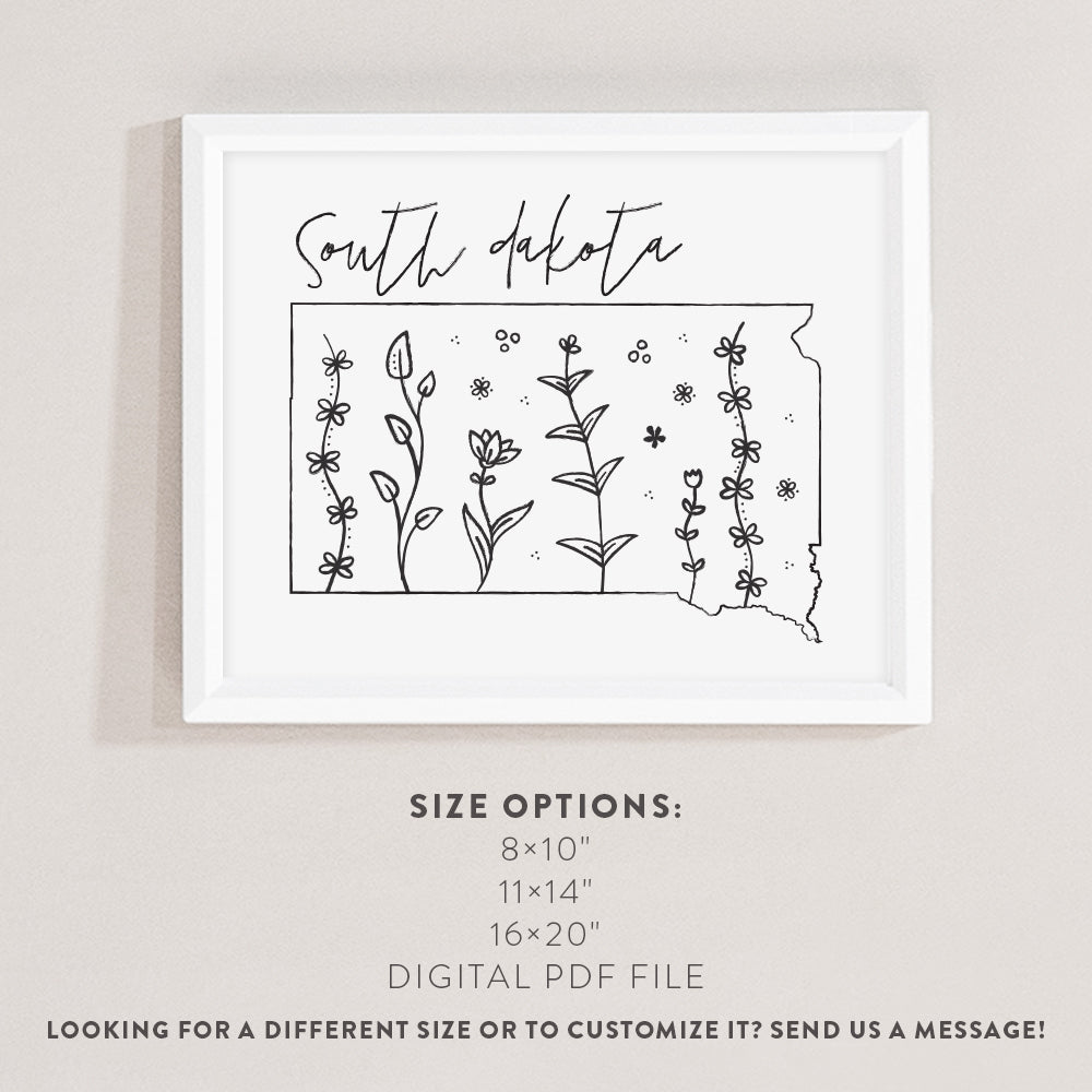 south dakota map poster