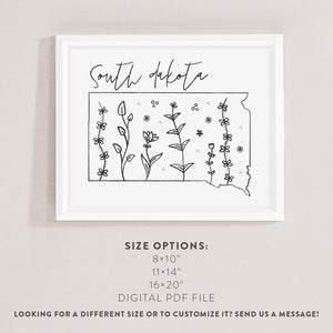 south dakota map poster