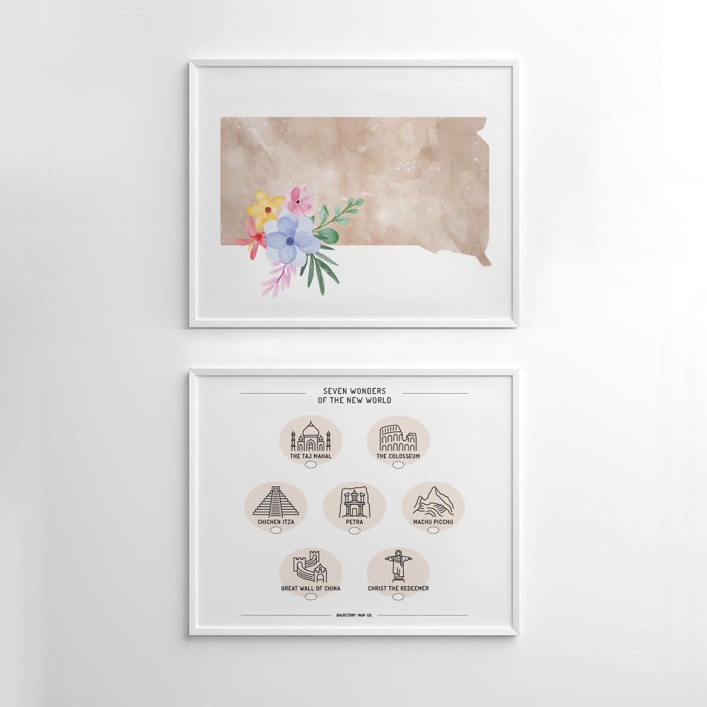south dakota map wall art