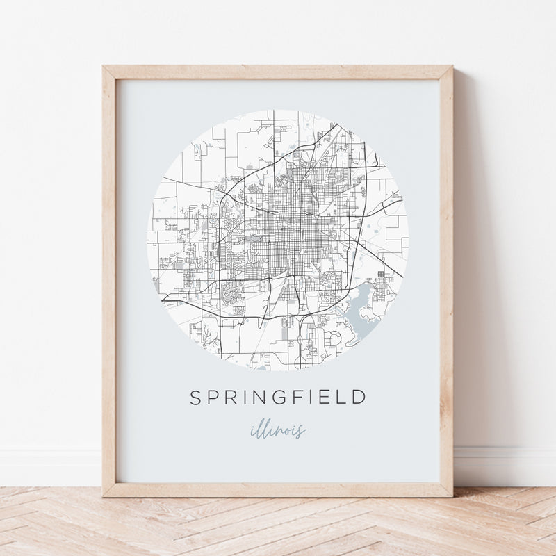 springfield illinois map poster