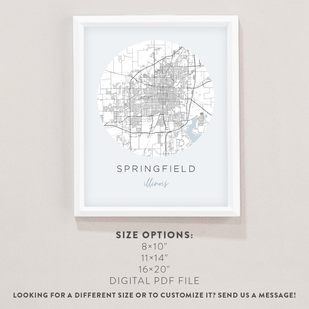 springfield illinois map poster