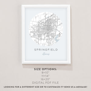 springfield illinois map poster