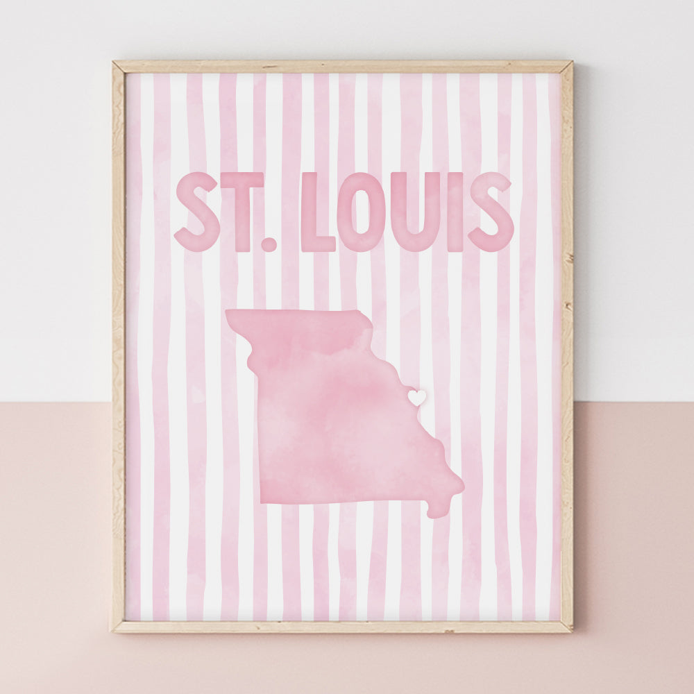 St. Louis Missouri Poster · St. Louis Pink Pastel Wall Art