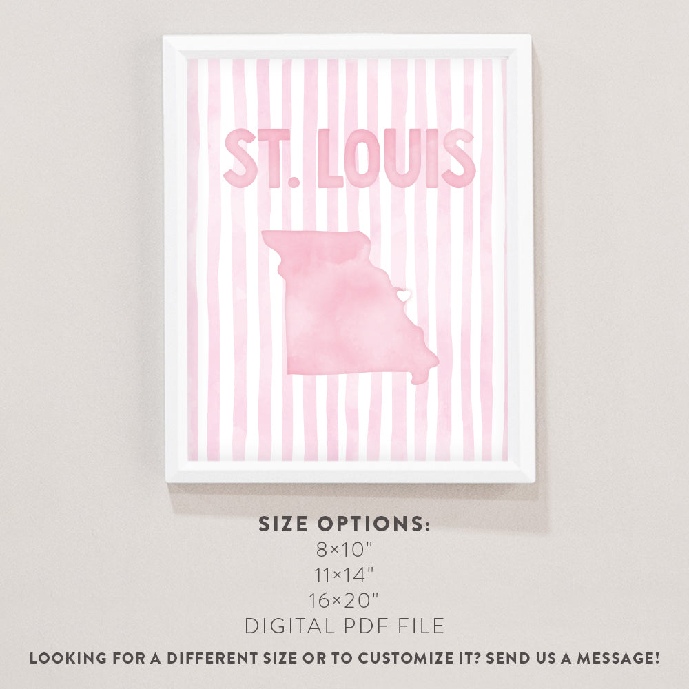 St. Louis Missouri Poster · St. Louis Pink Pastel Wall Art