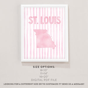 St. Louis Missouri Poster · St. Louis Pink Pastel Wall Art
