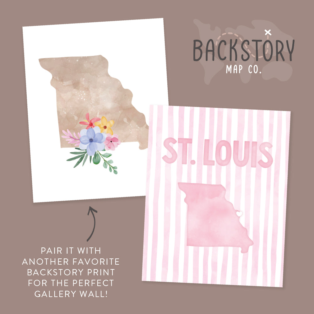 St. Louis Missouri Poster · St. Louis Pink Pastel Wall Art